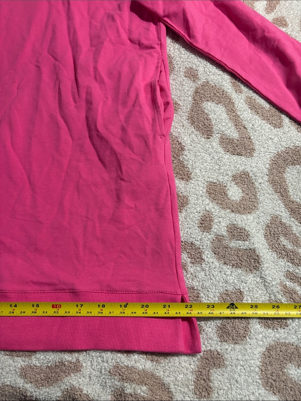 Women's Hot Pink Hooded Longline Sweatshirt - Picture 8 of 8